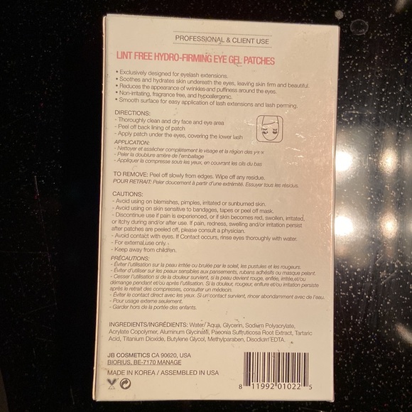 JB Lashes- lint free hydro-firming eye gel patches - Picture 2 of 2